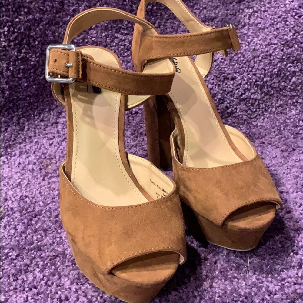 Suede platform heels